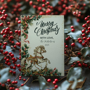 Rustic Rocking Horse Christmas Holiday Card