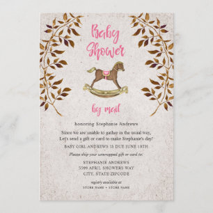 Rustic Rocking Horse girl baby shower by mail Invitation