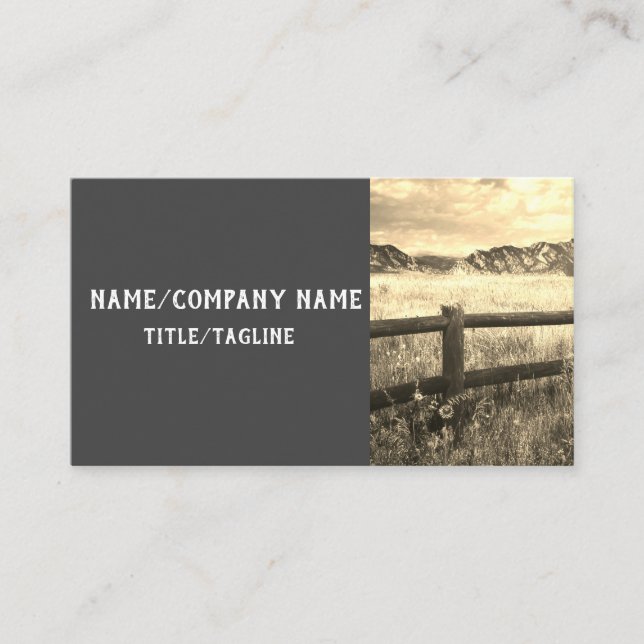 rustic Rocky Mountain landscape sepia toned photo Business Card (Front)