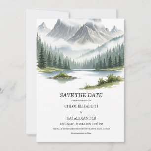 Rustic Rocky Mountain Woodland Landscape Save the  Date