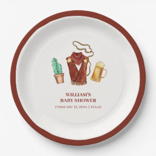 Rustic Rodeo Cowboy Cactus Beer Arch Baby Shower Paper Plate