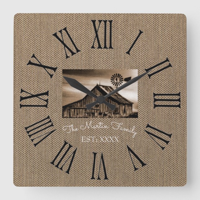 RUSTIC ROMAN NUMBERAL WALL CLOCK  (Front)