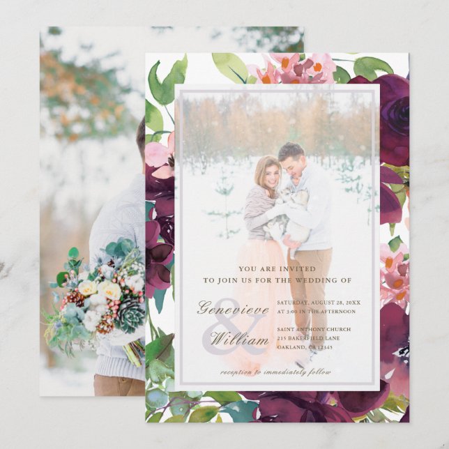 Rustic Romance Beautiful Two Photo Wedding Invitation (Front/Back)