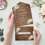 Rustic Romance Blush Floral Geometric Wedding All In One Invitation<br><div class="desc">Announce your big day in style with this stunning Rustic Romance Blush Floral Geometric All In One Invitation. This design features a beautiful blush pink floral pattern, paired with a modern geometric design, creating a unique and eye-catching invitation. The detachable RSVP card makes it easy for your guests to respond...</div>