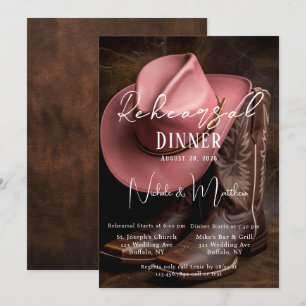 Rustic Romance: Boots & Hat Rehearsal Dinner Invitation