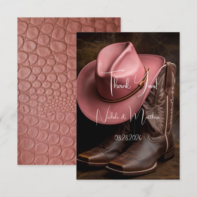 Rustic Romance: Boots & Hat  Thank You Card (Front/Back)