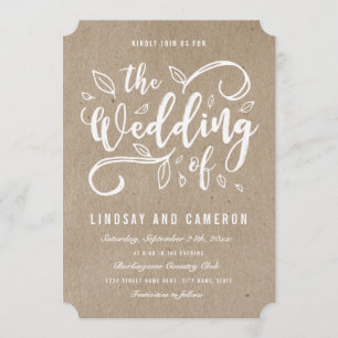 Rustic Romance   Faux Kraft Paper Wedding Invite