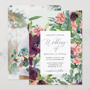 Rustic Romance Floral Photo Wedding Invitation