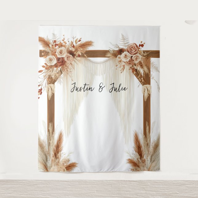 Rustic Romance Pampas Arch – Wedding Backdrop Tapestry (Front)