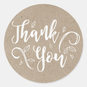 Rustic Romance Raux Kraft Paper Thank You Classic Round Sticker
