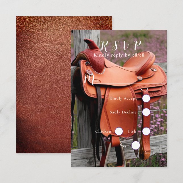 Rustic Romance: Saddle on the Fence  RSVP Card (Front/Back)