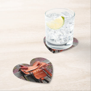 Rustic Romance: Saddle on the Fence Wedding Paper Coaster