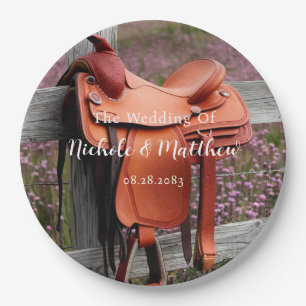 Rustic Romance: Saddle on the Fence Wedding Paper Plate