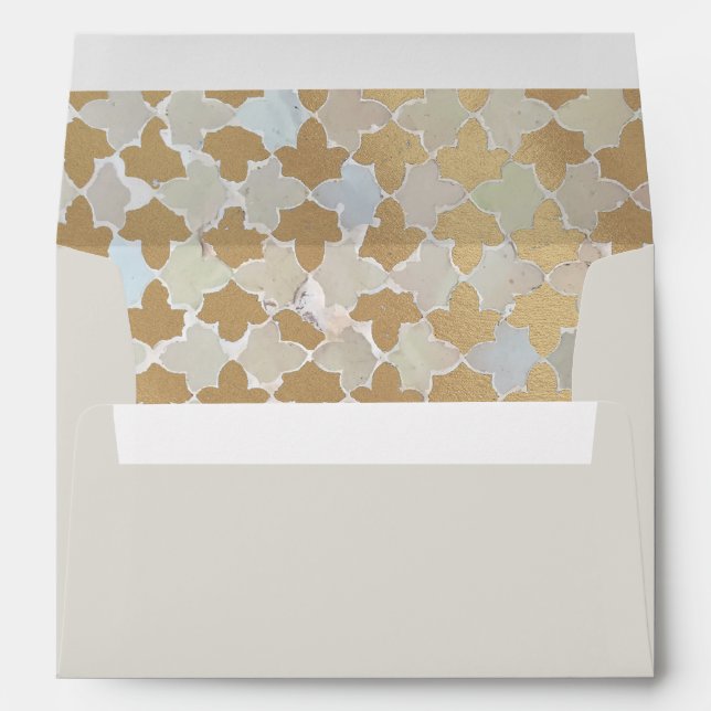 Rustic Romance Wedding | Faux Gold Foil Mosaic Envelope (Back (Bottom))