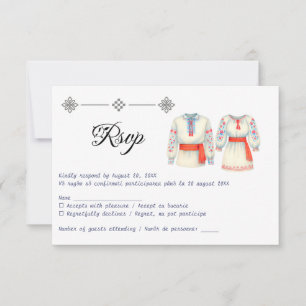Rustic Romanian Wedding Traditional Folk Costumes  RSVP Card