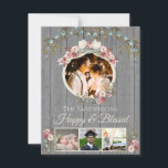 Rustic Romantic 4 Photo Holiday | Christmas Card<br><div class="desc">Rustic Romantic Holiday 4 Photo collage greeting Card</div>