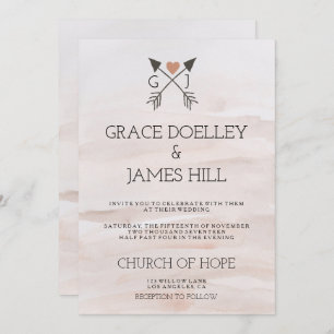 Rustic Romantic Arrows and Heart Wedding Invitatio Invitation