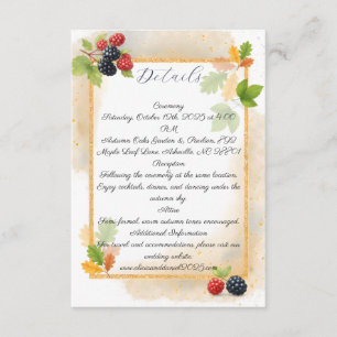 Rustic Romantic Autumn Berry Wedding Photo Back Enclosure Card