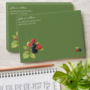 Rustic Romantic Autumn Berry Wedding Photo Back  Envelope