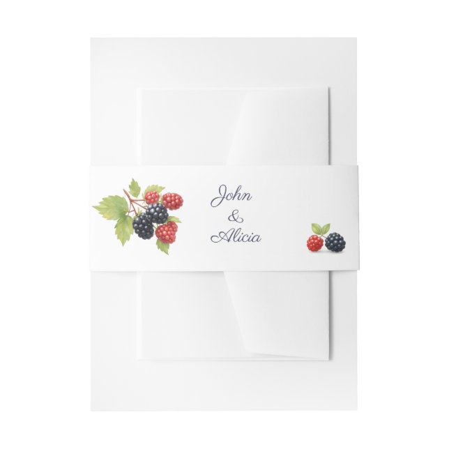 Rustic Romantic Autumn Berry Wedding Photo Back  Invitation Belly Band (Front Example)