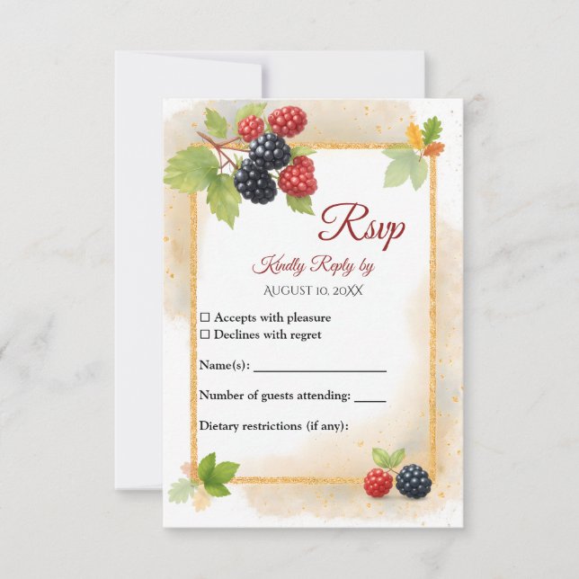 Rustic Romantic Autumn Berry Wedding Photo Back  RSVP Card (Front)