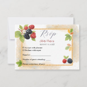 Rustic Romantic Autumn Berry Wedding Photo Back  RSVP Card