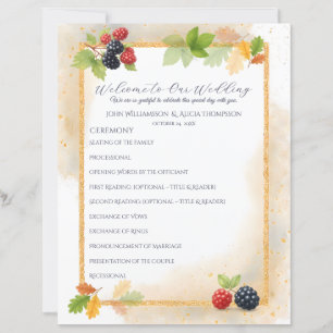 Rustic Romantic Autumn Berry Wedding Program