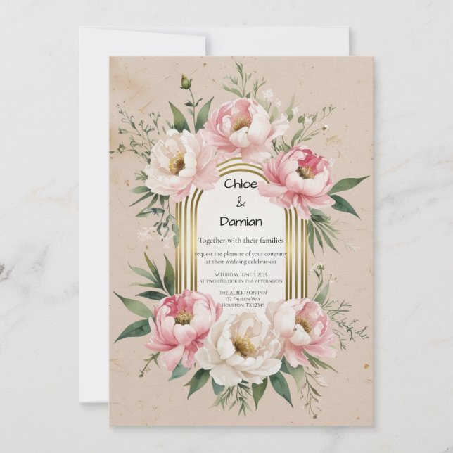 Rustic Romantic Boho Wedding Invitation (Front)