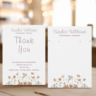 Rustic Romantic Earring and necklace display card