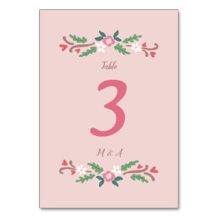 Rustic Romantic Floral Bunch Table Number