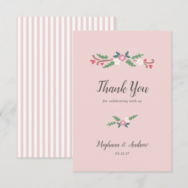 Rustic Romantic Floral Bunch Thank You Card (Front/Back)