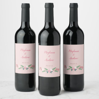 Rustic Romantic Floral Bunch  Wine Label