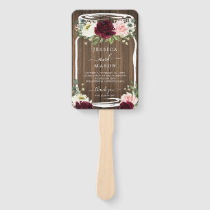 Rustic Romantic Greenery Mason Jar Wedding Program Hand Fan