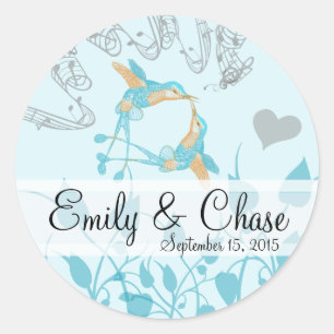 Rustic Romantic Hummingbird Kiss Love BirdWedding Classic Round Sticker
