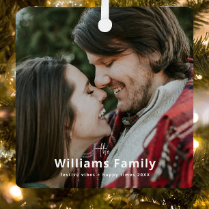 Rustic Romantic Minimal Sweet Couple Photo Metal Tree Decoration