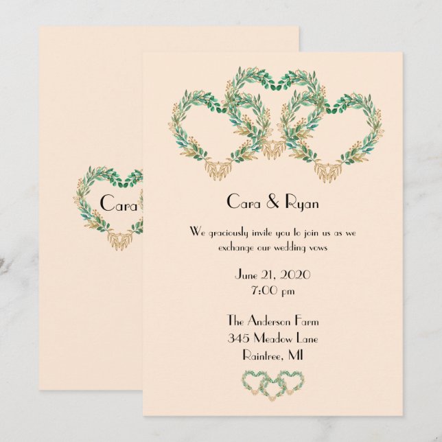 Rustic Romantic Pretty Wedding Invitation (Front/Back)