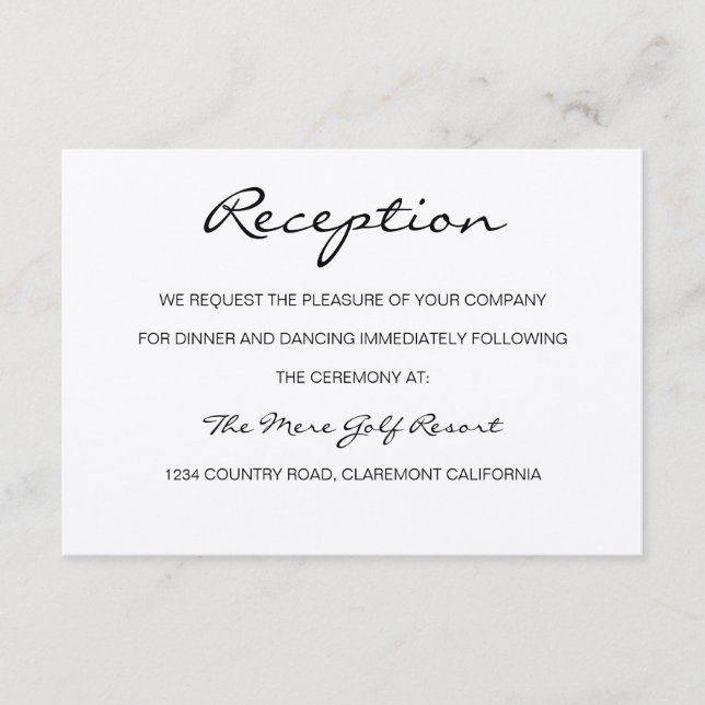 Rustic Romantic Reception or Accomodation Card (Front)