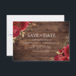 Rustic Romantic Red Roses Gold Floral Wedding Save The Date<br><div class="desc">Rustic Romantic Red Roses Gold Floral Wedding Save the Date or Change the Date

See matching invitation and collection</div>