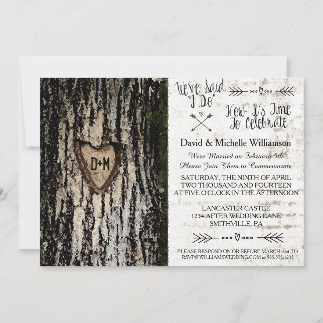 Rustic Romantic Tree Post Wedding Invite (Front)