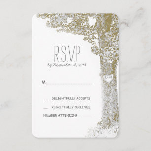 Rustic romantic tree wedding RSVP cards
