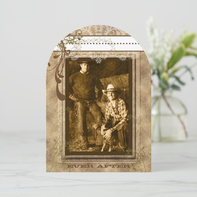 Rustic Romantic Vintage Chandelier Your Photo Invitation (Standing Front)