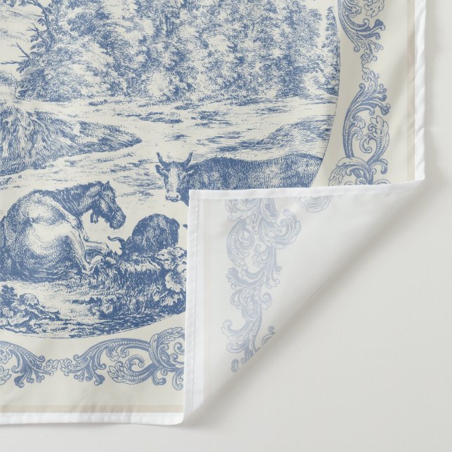 Rustic Romantic Vintage Delft Blue Tiles Pattern Tapestry (Detail)