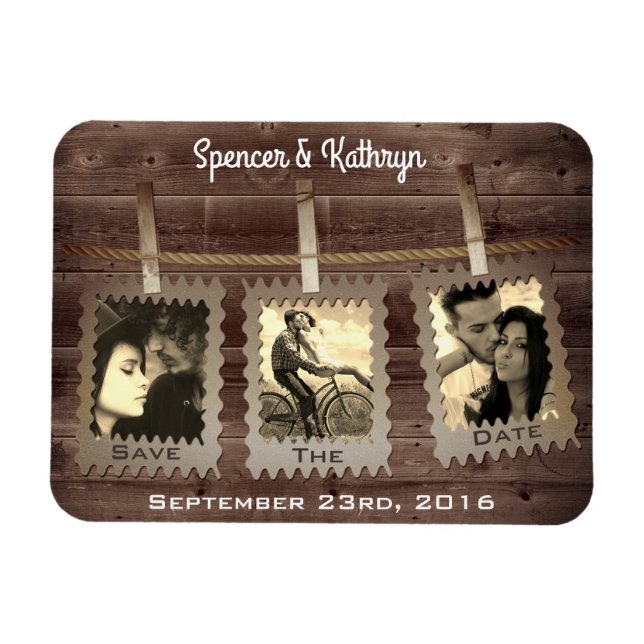 Rustic, Romantic & Vintage "Save the Date" Wedding Magnet (Horizontal)