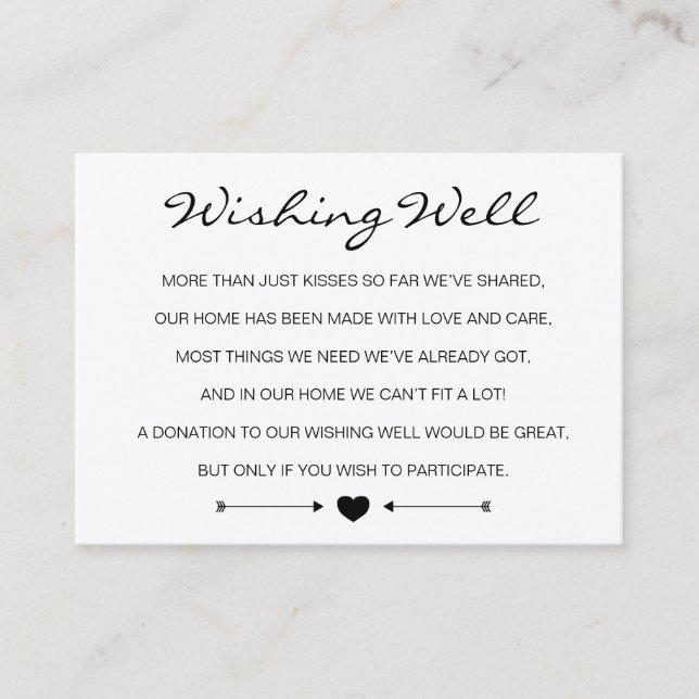 Rustic Romantic Wedding wishing well card (Front)