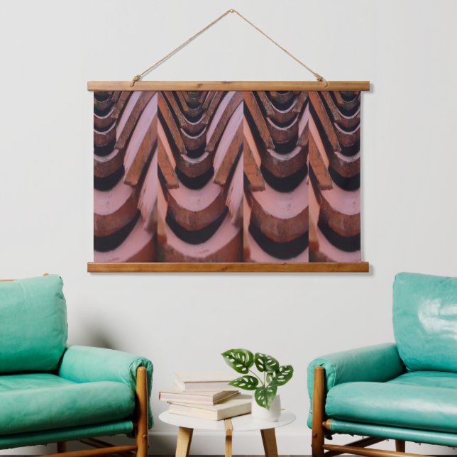 Rustic Roof Tiles with Unique Perspective   Hanging Tapestry (Living Room)