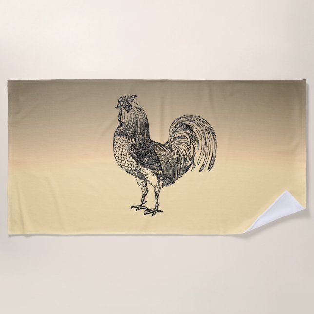 Rustic Rooster  Beach Towel (Front)