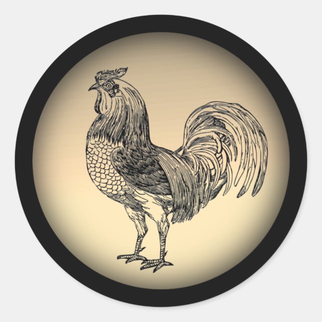 Rustic Rooster  Classic Round Sticker (Front)