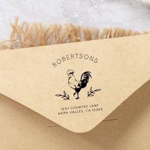 Rustic Rooster   Family Name Return Address Self-inking Stamp