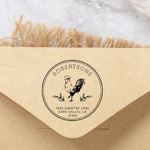 Rustic Rooster   Family Name Return Address Self-inking Stamp