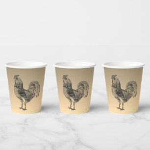 Rustic Rooster  Paper Cups
